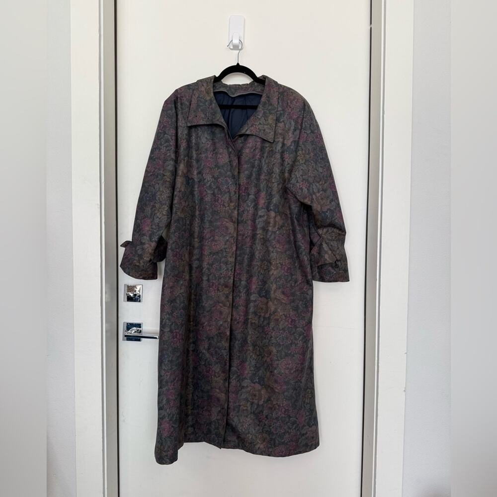 Vintage London Fog Floral Trench Coat Size 16 - Picture 4 of 10